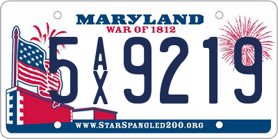 MD license plate 5AX9219