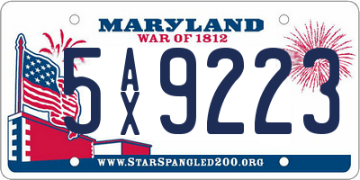 MD license plate 5AX9223