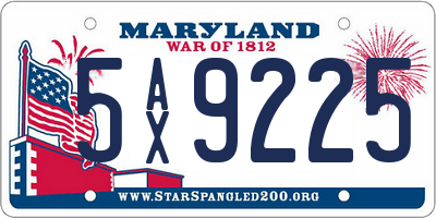 MD license plate 5AX9225