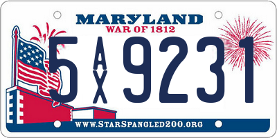 MD license plate 5AX9231