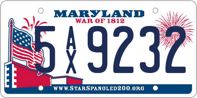 MD license plate 5AX9232