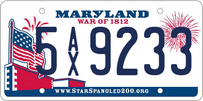 MD license plate 5AX9233