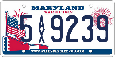 MD license plate 5AX9239