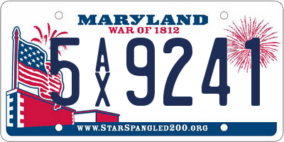 MD license plate 5AX9241