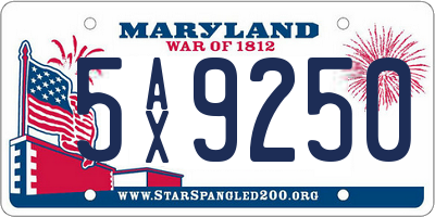MD license plate 5AX9250