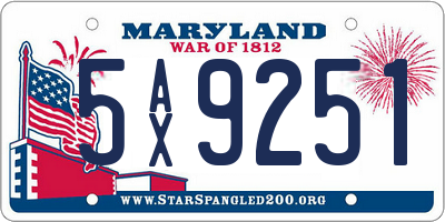 MD license plate 5AX9251