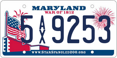 MD license plate 5AX9253