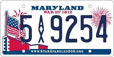 MD license plate 5AX9254