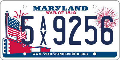 MD license plate 5AX9256