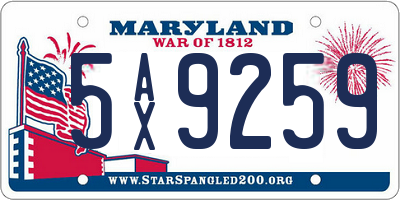 MD license plate 5AX9259