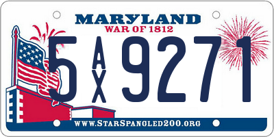 MD license plate 5AX9271