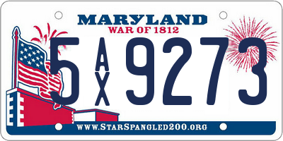 MD license plate 5AX9273