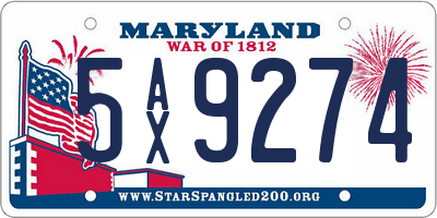 MD license plate 5AX9274