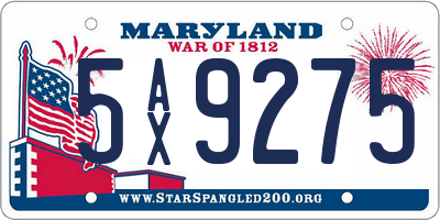 MD license plate 5AX9275