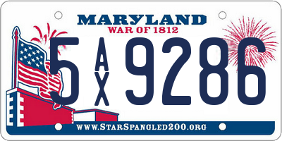 MD license plate 5AX9286