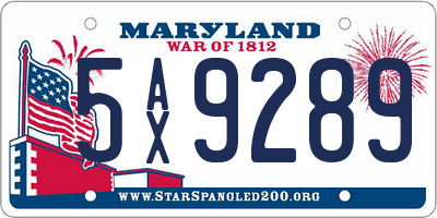MD license plate 5AX9289