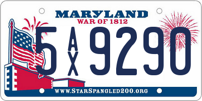 MD license plate 5AX9290