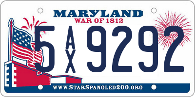 MD license plate 5AX9292