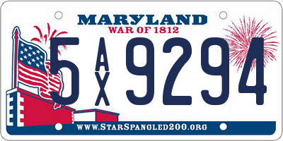 MD license plate 5AX9294