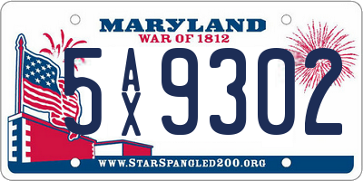 MD license plate 5AX9302