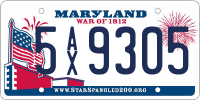 MD license plate 5AX9305