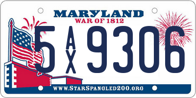 MD license plate 5AX9306
