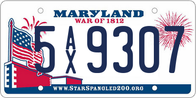 MD license plate 5AX9307