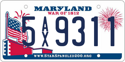 MD license plate 5AX9311