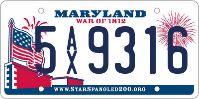 MD license plate 5AX9316
