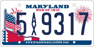 MD license plate 5AX9317