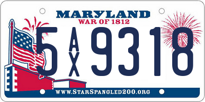 MD license plate 5AX9318
