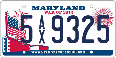MD license plate 5AX9325