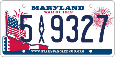 MD license plate 5AX9327