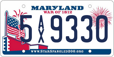 MD license plate 5AX9330