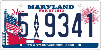 MD license plate 5AX9341