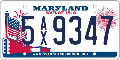 MD license plate 5AX9347