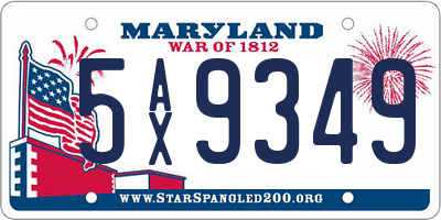 MD license plate 5AX9349