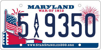 MD license plate 5AX9350