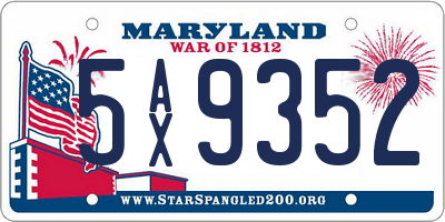 MD license plate 5AX9352