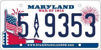 MD license plate 5AX9353