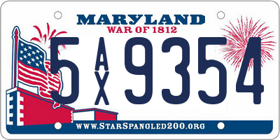 MD license plate 5AX9354