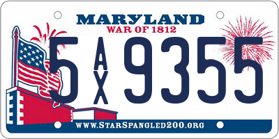MD license plate 5AX9355