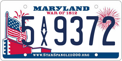 MD license plate 5AX9372