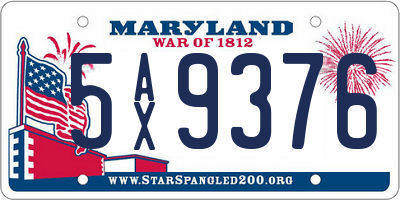 MD license plate 5AX9376