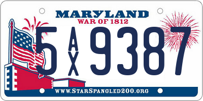 MD license plate 5AX9387