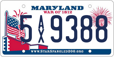 MD license plate 5AX9388