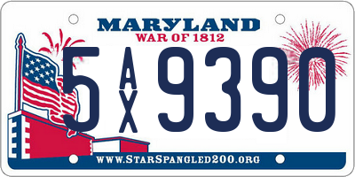 MD license plate 5AX9390