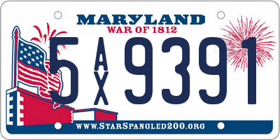MD license plate 5AX9391