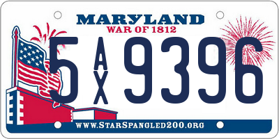 MD license plate 5AX9396