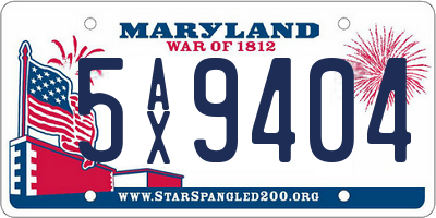 MD license plate 5AX9404